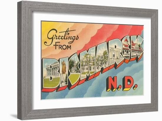 Greetings from Bismarck, North Dakota-null-Framed Art Print