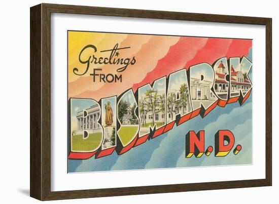 Greetings from Bismarck, North Dakota-null-Framed Art Print