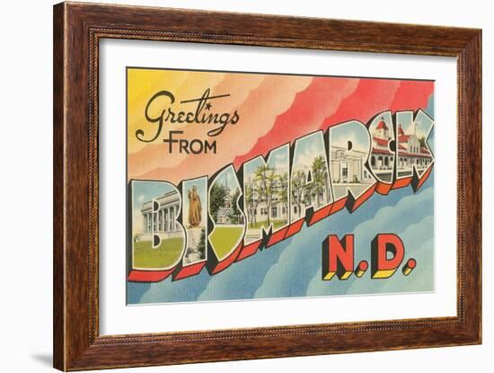 Greetings from Bismarck, North Dakota-null-Framed Art Print