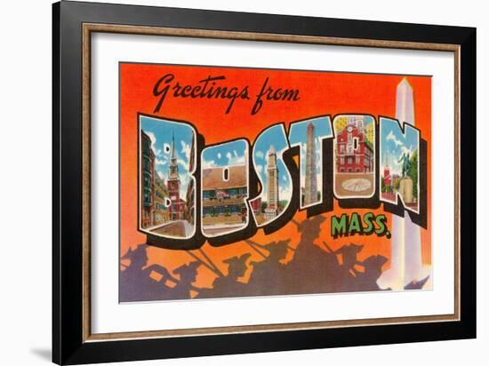 Greetings from Boston, Massachusetts-null-Framed Art Print