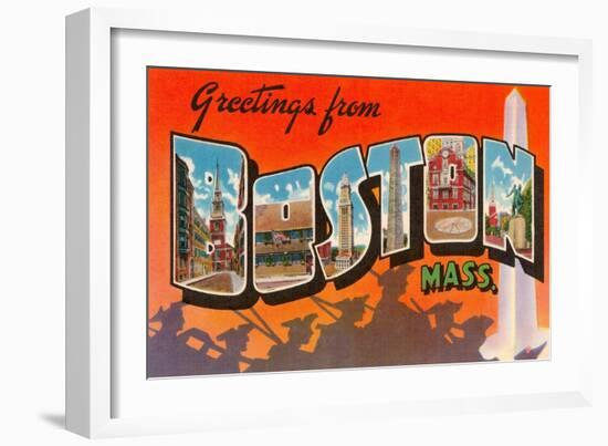 Greetings from Boston, Massachusetts-null-Framed Art Print