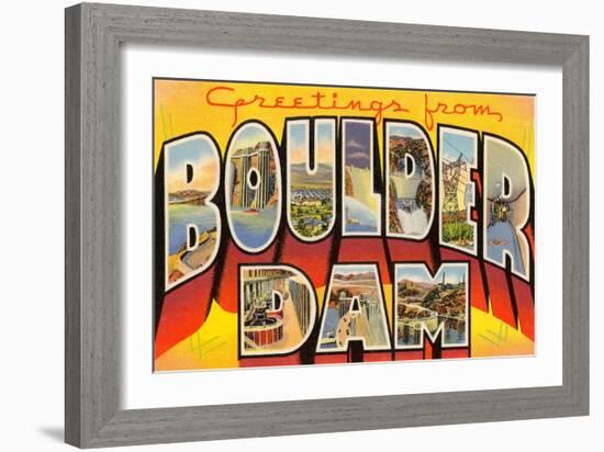 Greetings from Boulder Dam, Nevada-null-Framed Art Print