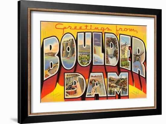 Greetings from Boulder Dam, Nevada-null-Framed Art Print