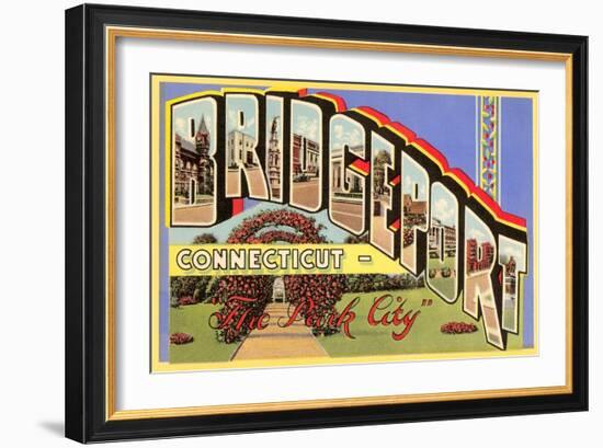 Greetings from Bridgeport, Connecticut-null-Framed Art Print