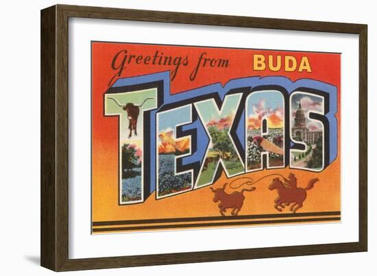 Greetings from Buda, Texas-null-Framed Art Print