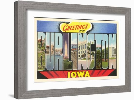 Greetings from Burlington, Iowa-null-Framed Art Print