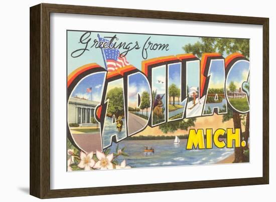 Greetings from Cadillac, Michigan-null-Framed Art Print