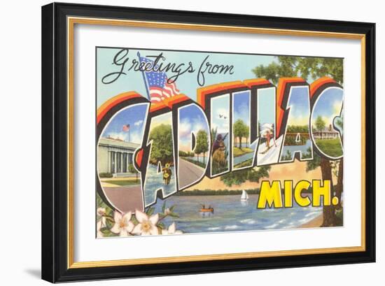 Greetings from Cadillac, Michigan-null-Framed Art Print