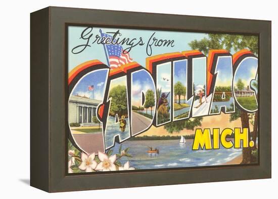 Greetings from Cadillac, Michigan-null-Framed Stretched Canvas