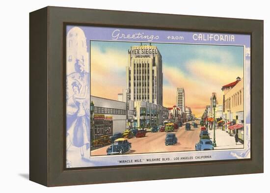 Greetings from California, Miracle Mile, Los Angeles, California-null-Framed Stretched Canvas