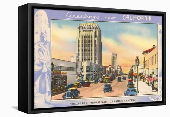 Greetings from California, Miracle Mile, Los Angeles, California-null-Framed Stretched Canvas