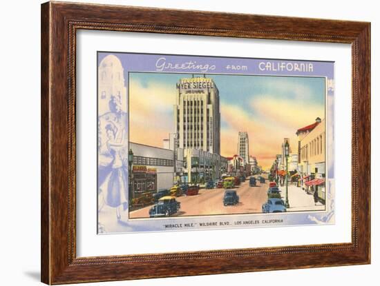 Greetings from California, Miracle Mile, Los Angeles, California-null-Framed Art Print