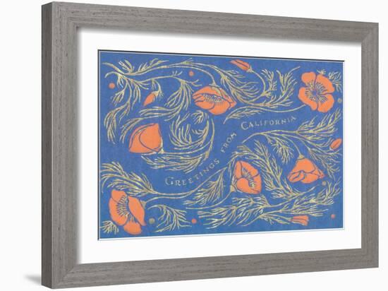 Greetings from California, Poppies-null-Framed Art Print