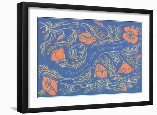 Greetings from California, Poppies-null-Framed Art Print