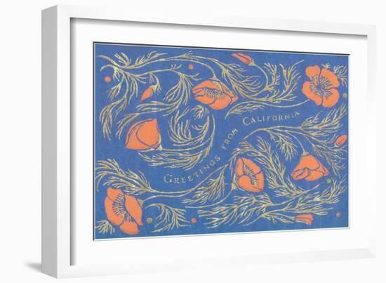 Greetings from California, Poppies-null-Framed Art Print