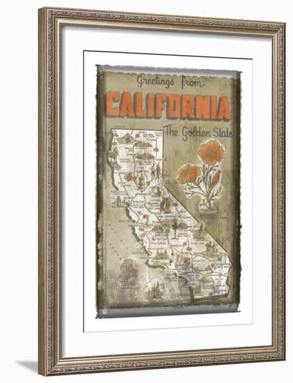Greetings from California-Vintage Vacation-Framed Art Print