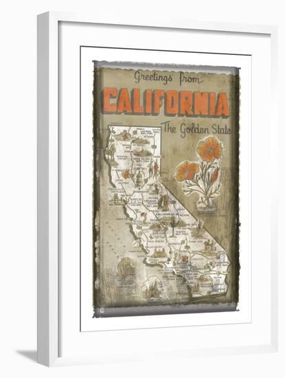 Greetings from California-Vintage Vacation-Framed Art Print