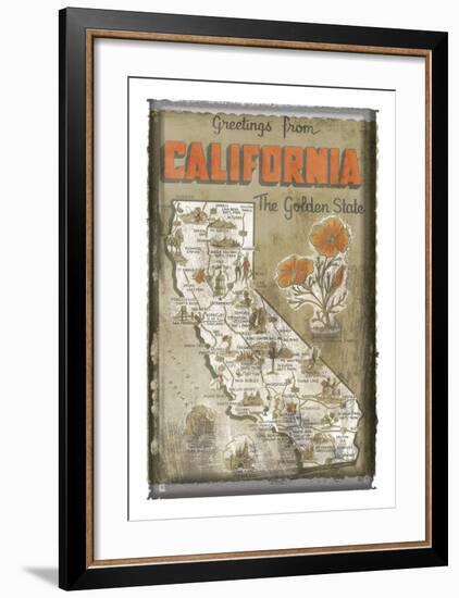 Greetings from California-Vintage Vacation-Framed Art Print