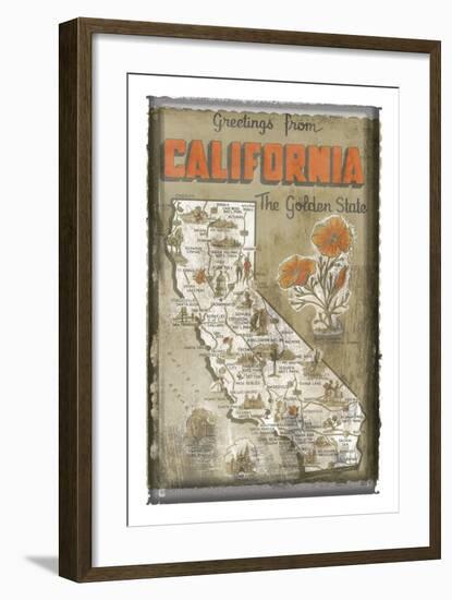 Greetings from California-Vintage Vacation-Framed Art Print