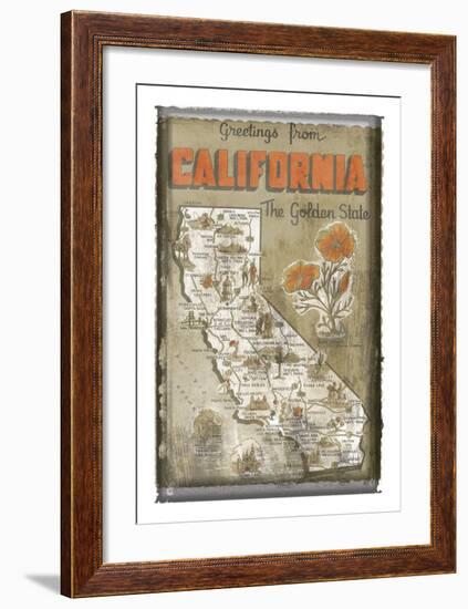 Greetings from California-Vintage Vacation-Framed Art Print