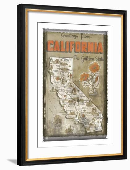 Greetings from California-Vintage Vacation-Framed Art Print