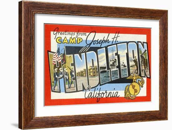 Greetings from Camp Joseph H. Pendleton, California-null-Framed Giclee Print