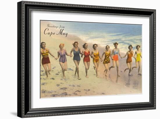 Greetings from Cape May, New Jersey, Bathing Beauties-null-Framed Premium Giclee Print