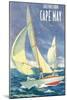 Greetings from Cape May, New Jersey, Sailboats-null-Mounted Art Print