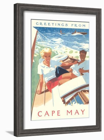 Greetings from Cape May, New Jersey, Sailing-null-Framed Art Print