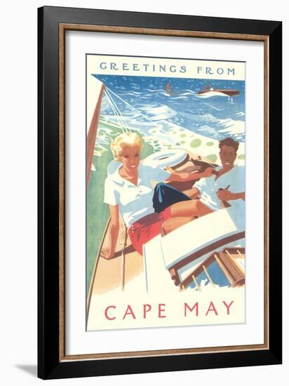 Greetings from Cape May, New Jersey, Sailing--Framed Art Print