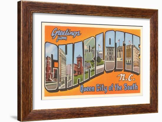 Greetings from Charlotte, North Carolina-null-Framed Art Print