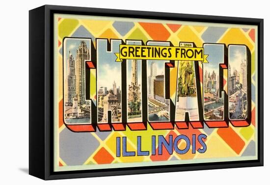 Greetings from Chicago, Illinois-null-Framed Stretched Canvas