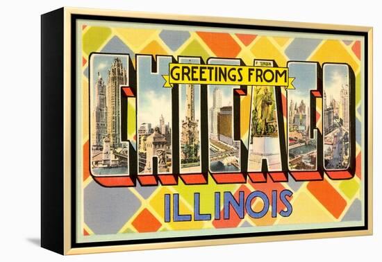 Greetings from Chicago, Illinois-null-Framed Stretched Canvas