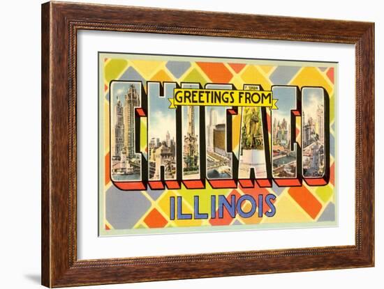 Greetings from Chicago, Illinois-null-Framed Art Print