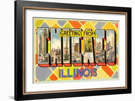 Greetings from Chicago, Illinois-null-Framed Art Print