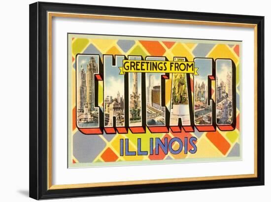 Greetings from Chicago, Illinois-null-Framed Art Print