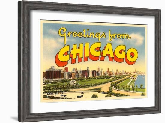 Greetings from Chicago, Illinois-null-Framed Art Print