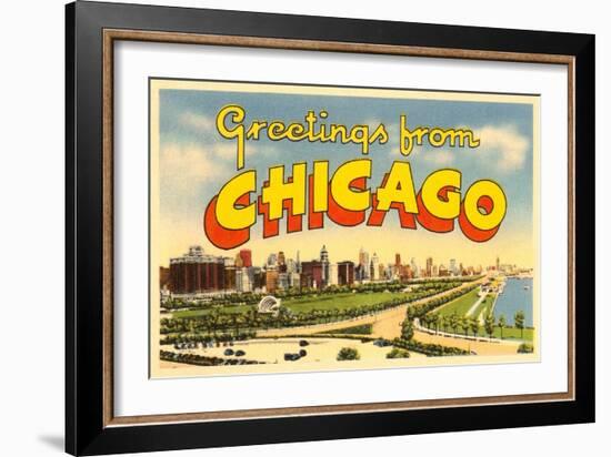 Greetings from Chicago, Illinois-null-Framed Art Print