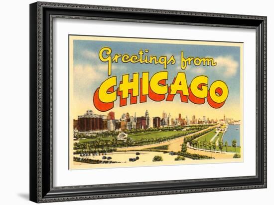 Greetings from Chicago, Illinois-null-Framed Art Print