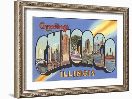 Greetings from Chicago, Illinois-null-Framed Art Print