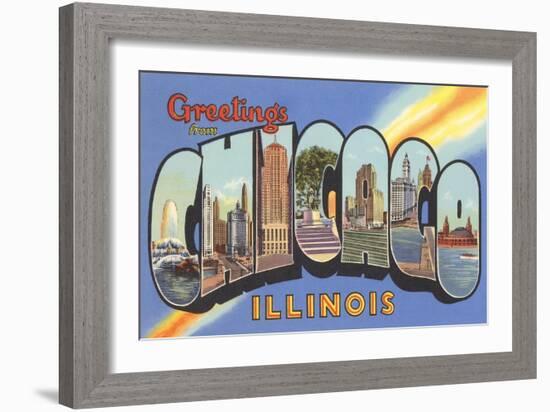 Greetings from Chicago, Illinois-null-Framed Art Print