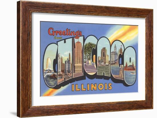 Greetings from Chicago, Illinois-null-Framed Art Print