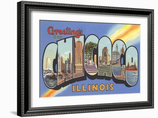 Greetings from Chicago, Illinois-null-Framed Art Print