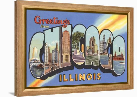 Greetings from Chicago, Illinois-null-Framed Stretched Canvas