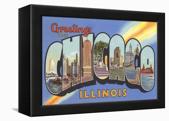 Greetings from Chicago, Illinois-null-Framed Stretched Canvas