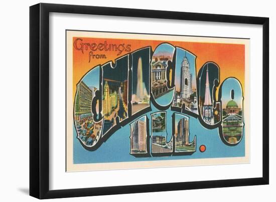 Greetings from Chicago, Illinois-null-Framed Art Print