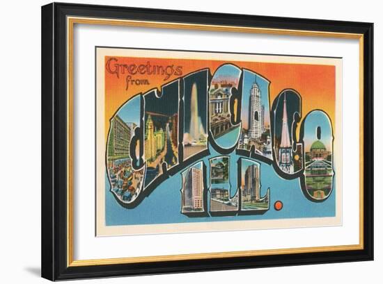 Greetings from Chicago, Illinois-null-Framed Art Print