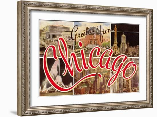 Greetings from Chicago, Illinois-null-Framed Art Print