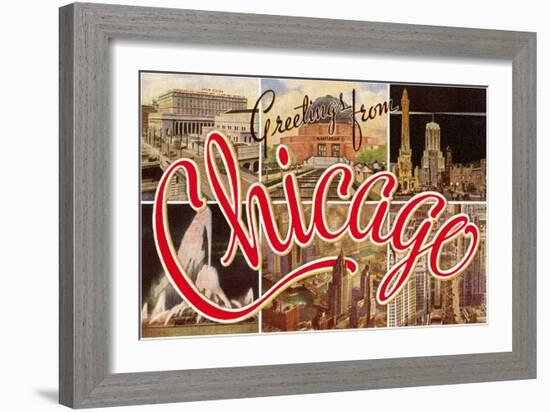 Greetings from Chicago, Illinois-null-Framed Art Print