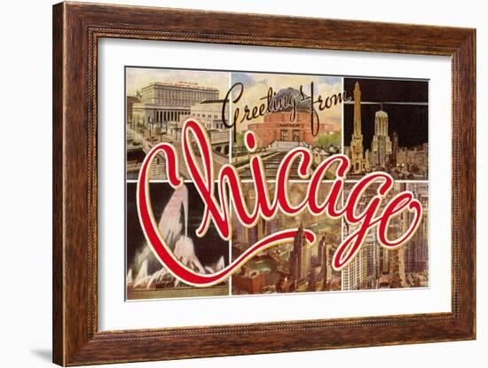 Greetings from Chicago, Illinois-null-Framed Art Print